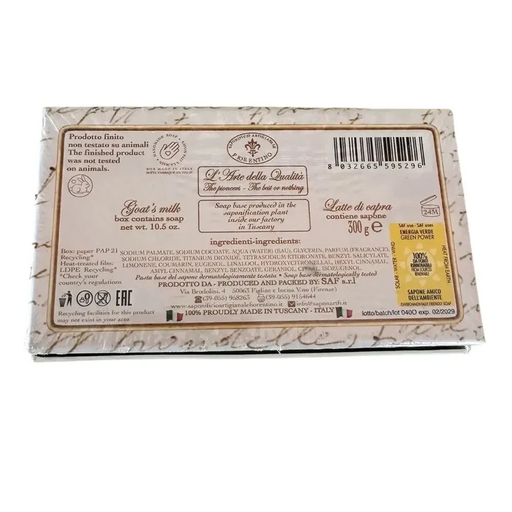 Saponificio Artigianale Goat's Milk Scented Vegetable Soap 10.5 oz NEW